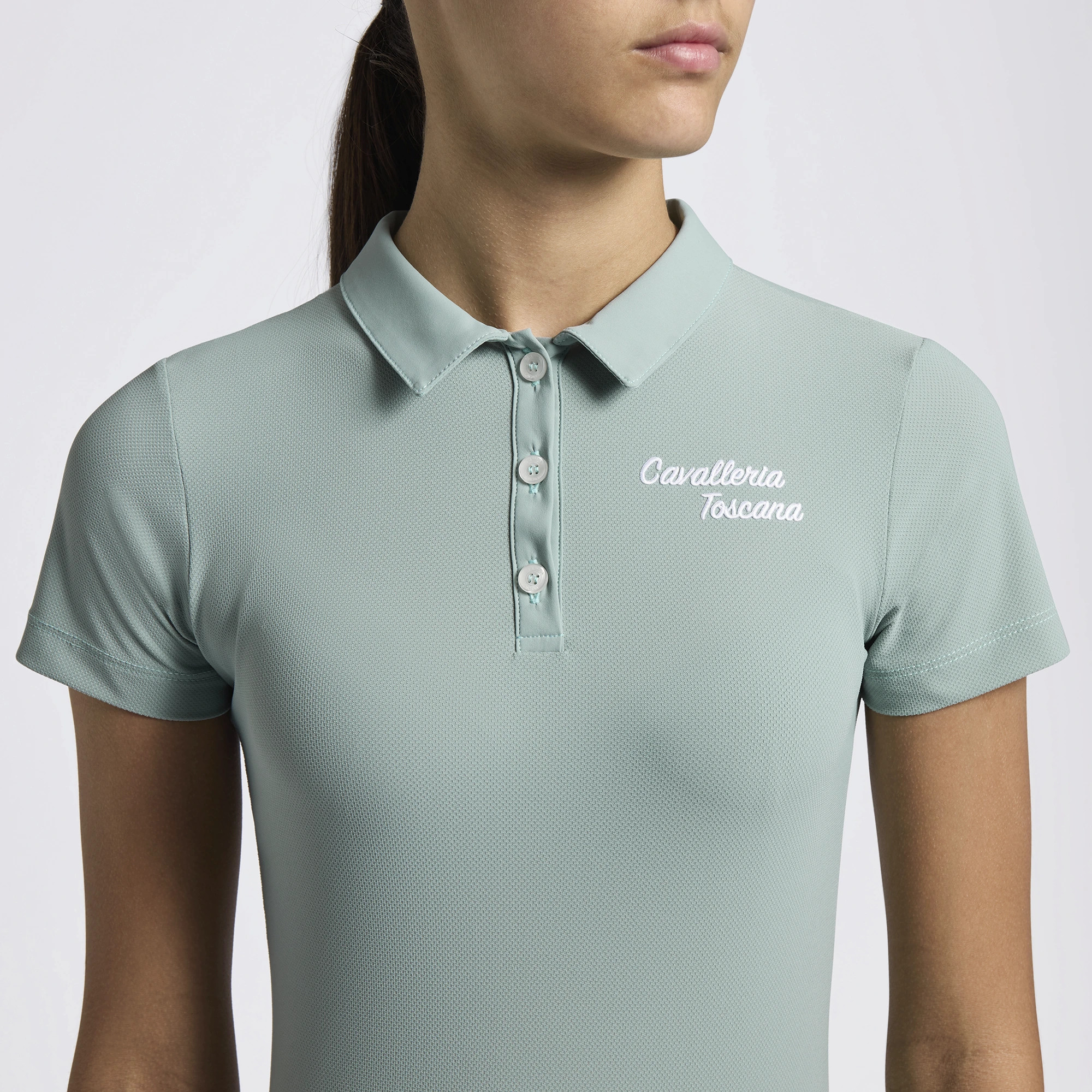 Cavalleria Toscana Meisjes Poloshirt Jersey Embroidered Script Logo - Mint