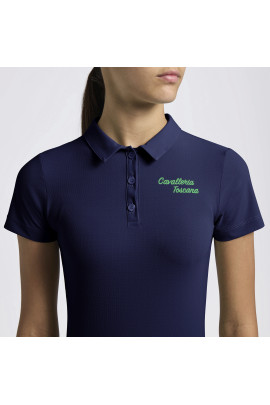 Cavalleria Toscana Meisjes Poloshirt Jersey Embroidered Script Logo - Donkerblauw Cavalleria Toscana Meisjes Poloshirt Jersey Embroidered Script Logo - Donkerblauw