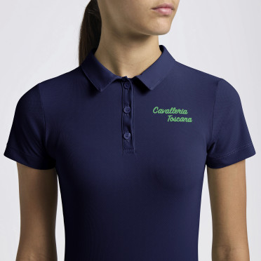 Cavalleria Toscana Meisjes Poloshirt Jersey Embroidered Script Logo - Donkerblauw Cavalleria Toscana Meisjes Poloshirt Jersey Embroidered Script Logo - Donkerblauw