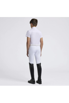 Cavalleria Toscana Jongens Wedstrijdshirt Perforated Jersey Inserts S/S - Wit