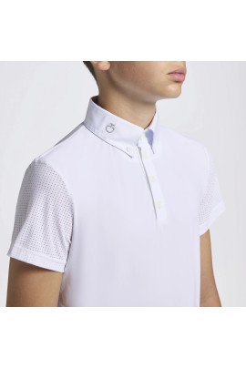 Cavalleria Toscana Jongens Wedstrijdshirt Perforated Jersey Inserts S/S - Wit
