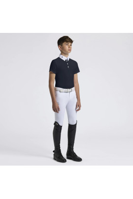 Cavalleria Toscana Boys Competition Shirt Perforated Jersey Inserts S/S - Navy