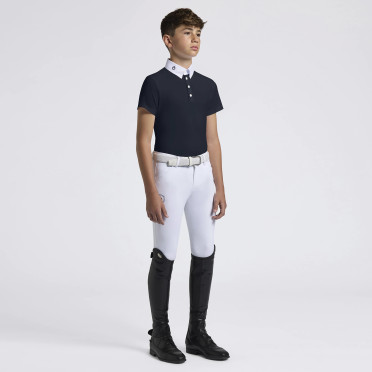 Cavalleria Toscana Boys Competition Shirt Perforated Jersey Inserts S/S - Navy