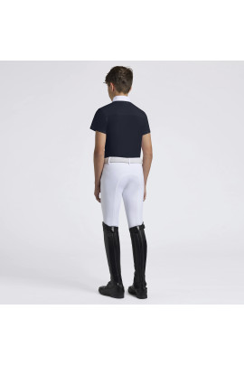 Cavalleria Toscana Boys Competition Shirt Perforated Jersey Inserts S/S - Navy