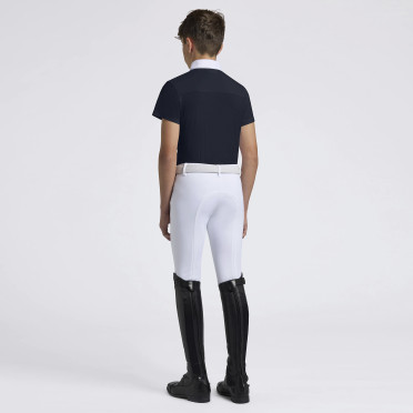 Cavalleria Toscana Boys Competition Shirt Perforated Jersey Inserts S/S - Navy