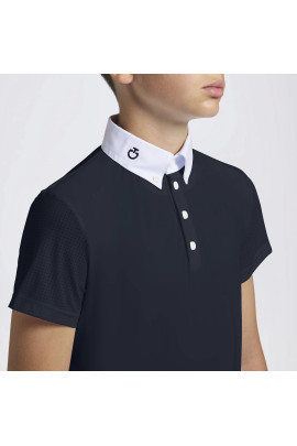 Cavalleria Toscana Jongens Wedstrijdshirt Perforated Jersey Inserts S/S - Navy