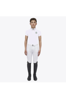 Cavalleria Toscana Jongens Wedstrijdshirt Bubble S/S Jersey Zip - Wit
