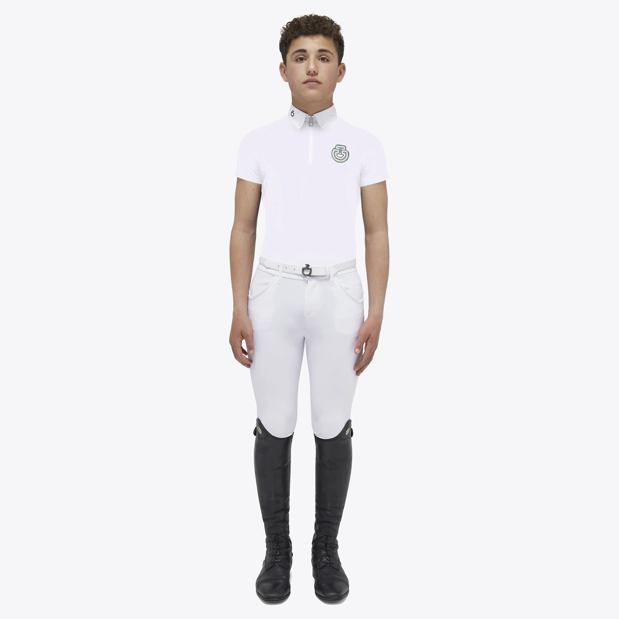 Cavalleria Toscana Jongens Wedstrijdshirt Bubble S/S Jersey Zip - Wit Cavalleria Toscana Jongens Wedstrijdshirt Bubble S/S Jersey Zip - Wit