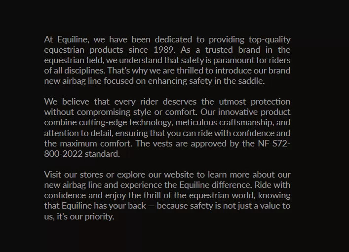 Equiline Airbagvest voor alle disciplines | Veiligheid en comfort Equiline Airbagvest voor alle disciplines | Veiligheid en comfort
