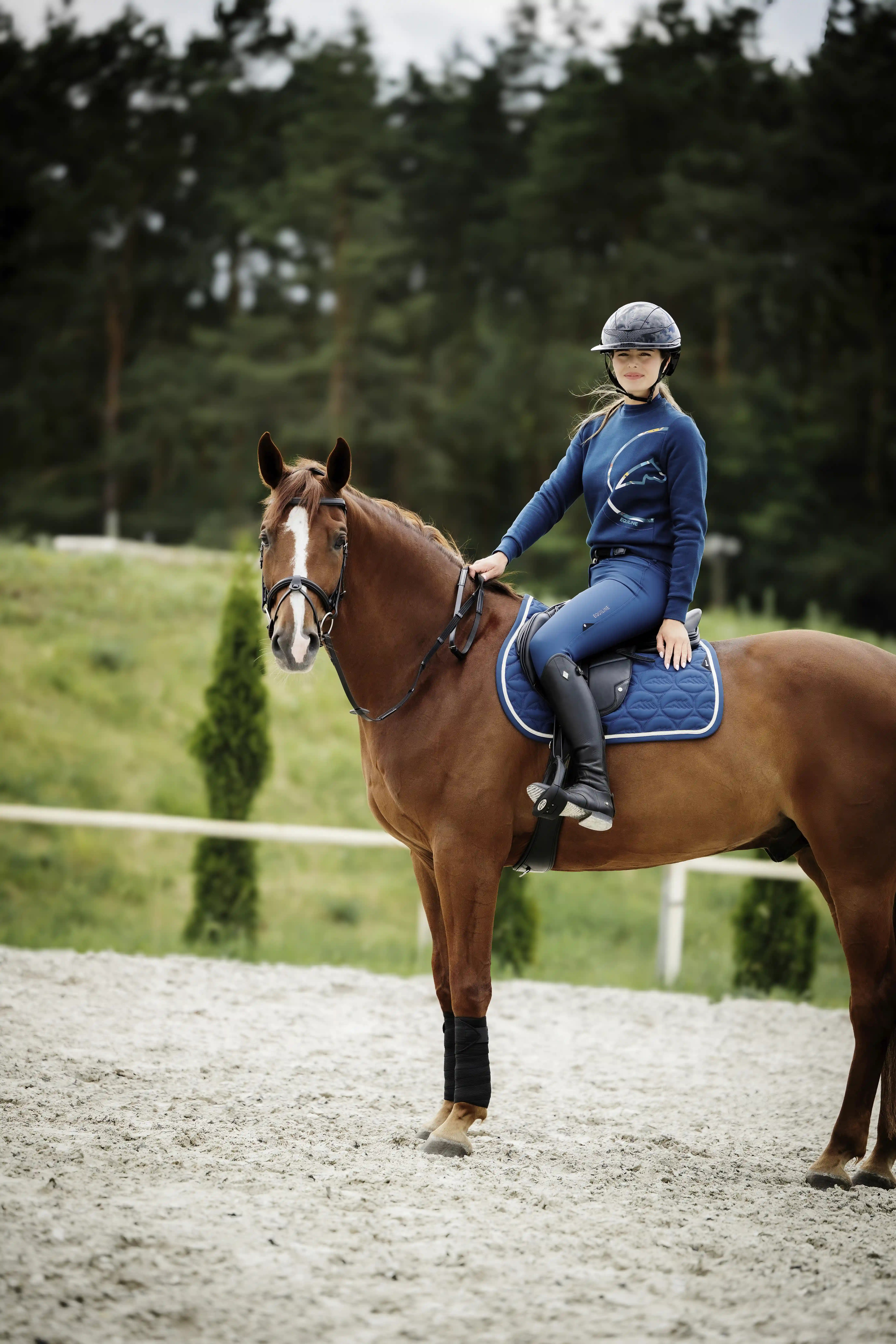Ride in Style with the Equiline Adellekh Full Grip Breeches Legion Blue – High Waist & Performance Ride in Style with the Equiline Adellekh Full Grip Breeches Legion Blue – High Waist & Performance