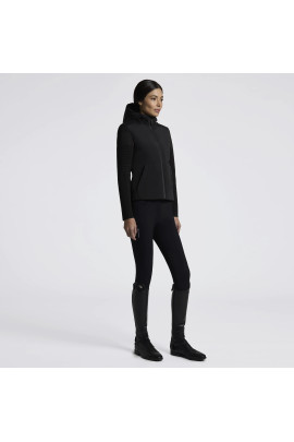 Cavalleria Toscana Dames Jas Padded Nylon Front Tech Knit Sleeves | Zwart