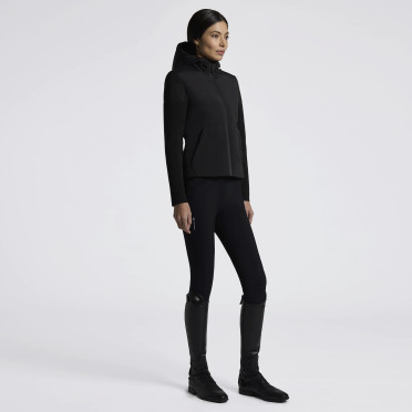 Cavalleria Toscana Women's Jacket Padded Nylon Front Tech Knit Sleeves | Black Cavalleria Toscana Women's Jacket Padded Nylon Front Tech Knit Sleeves | Black