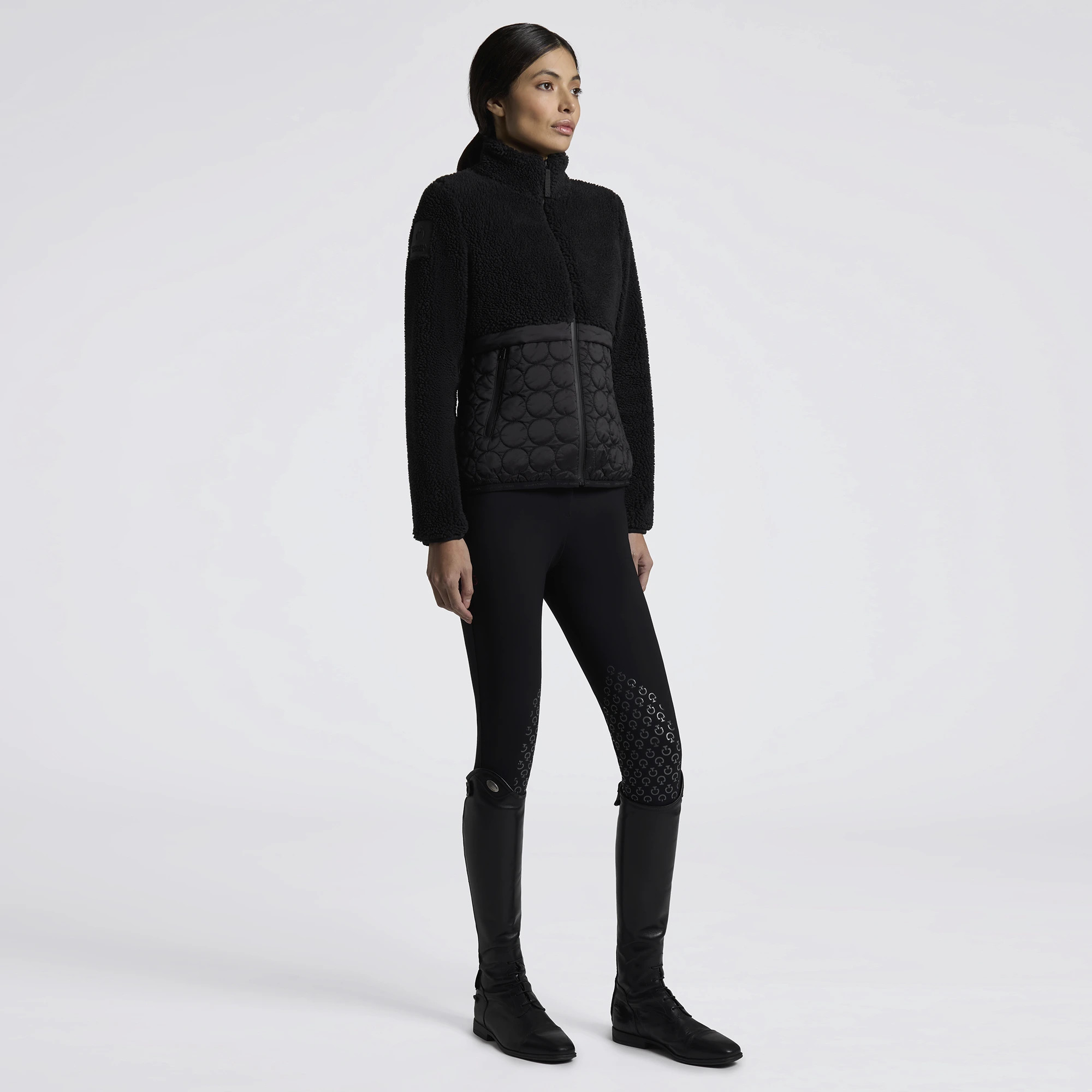 Cavalleria Toscana Dames Fleece & Nylon Zip Jas | Zwart Cavalleria Toscana Dames Fleece & Nylon Zip Jas | Zwart