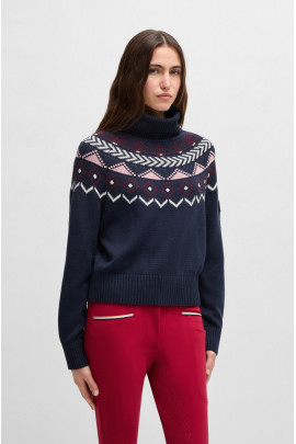 BOSS Equestrian Anuk Women's Knitwear Jumper Norway | Sky Captain