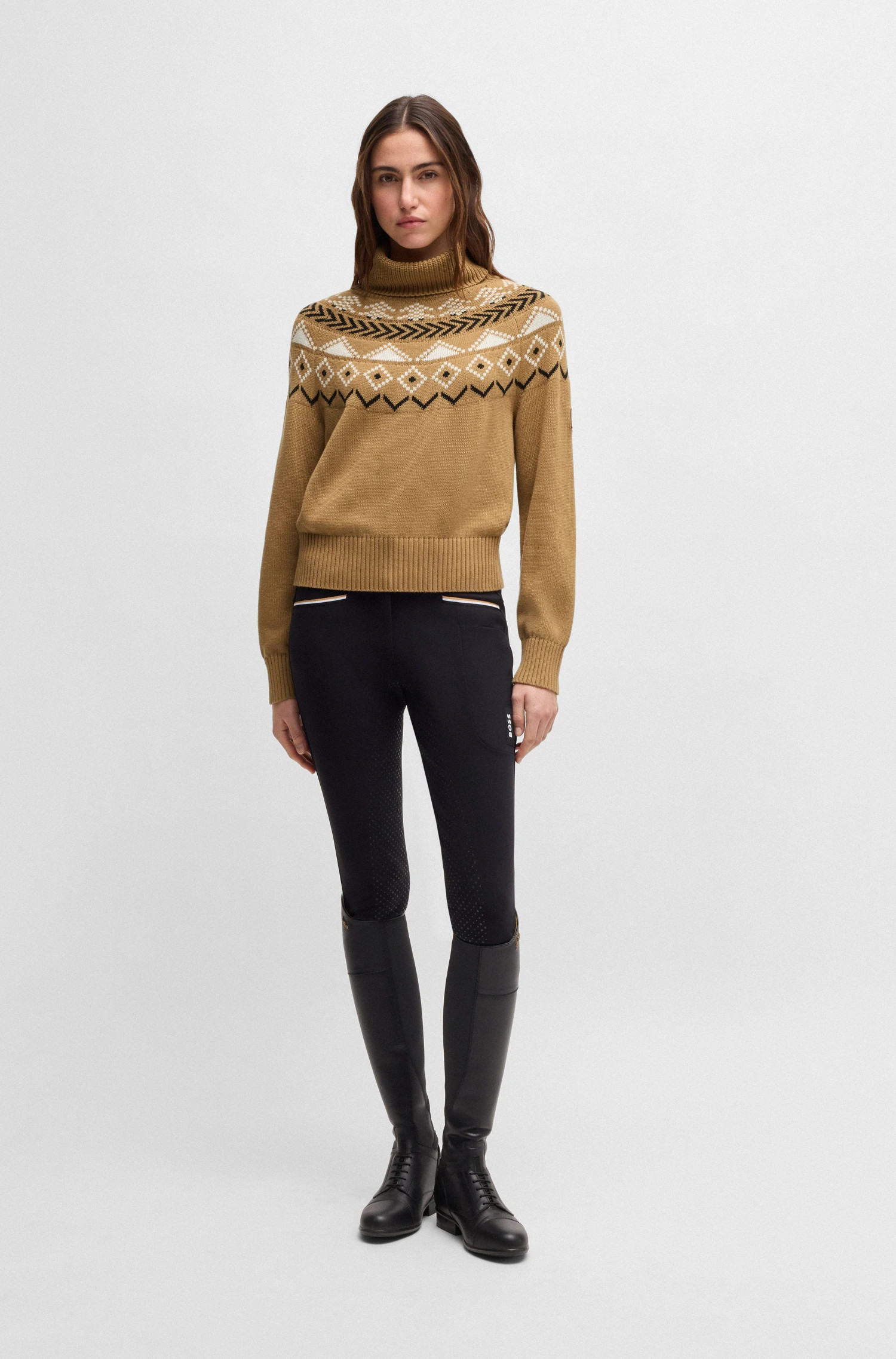 BOSS Equestrian Turtleneck Jumper Camel | Warm & Modieus | Shop Nu BOSS Equestrian Turtleneck Jumper Camel | Warm & Modieus | Shop Nu