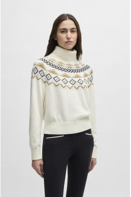 BOSS Equestrian Anuk Women's Knitwear Jumper Norway | Soft Cream
