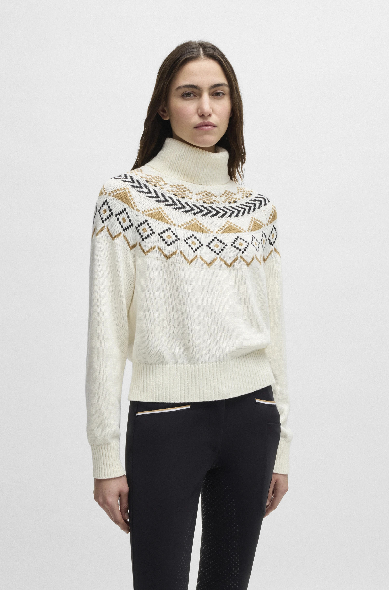 BOSS Equestrian Anuk Women's Knitwear Jumper Norway | Soft Cream BOSS Equestrian Anuk Women's Knitwear Jumper Norway | Soft Cream