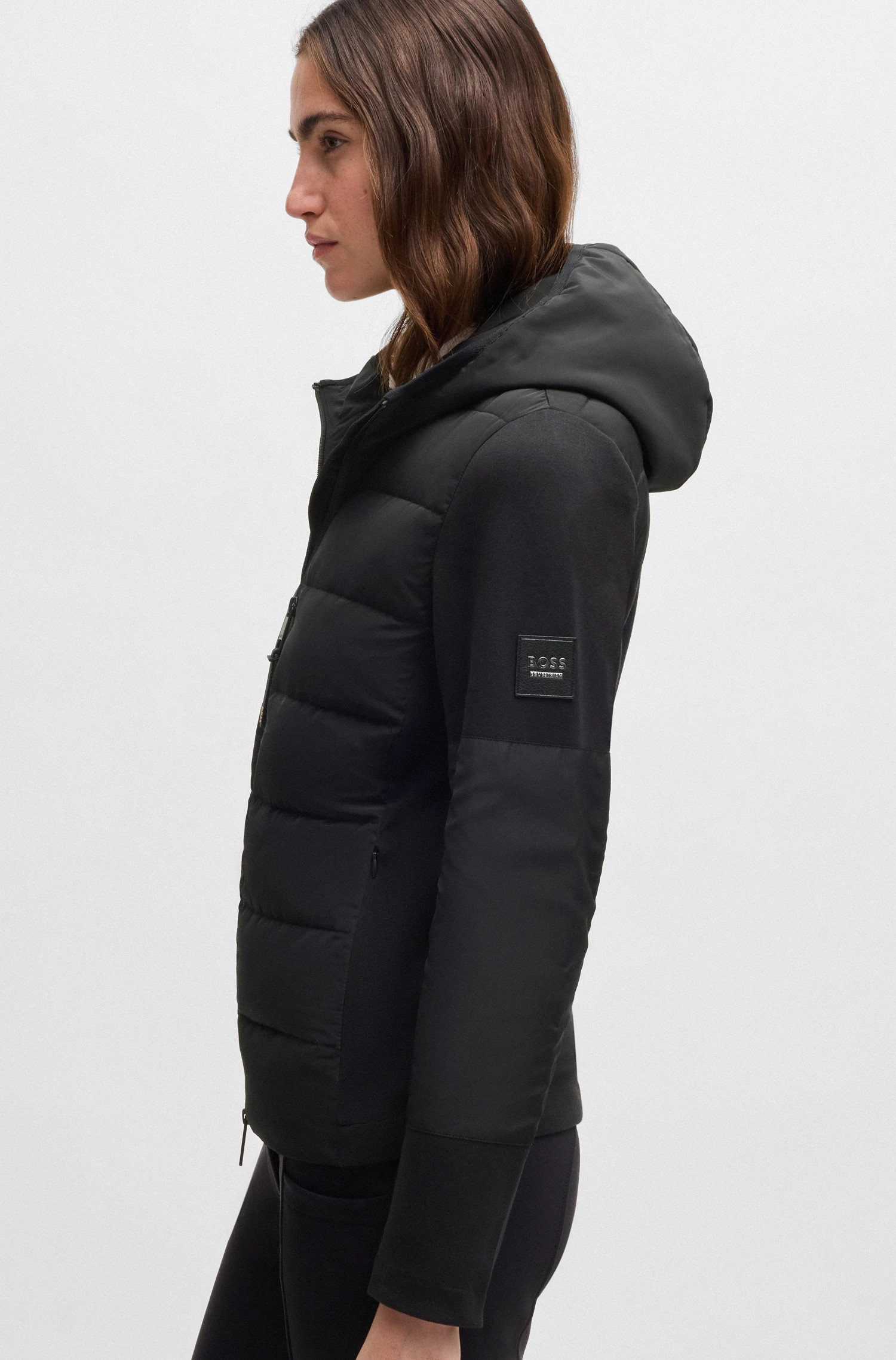BOSS Equestrian Jessy Puffer Hybrid Jacket Black | Wind & Water Repellent | Shop Now BOSS Equestrian Jessy Puffer Hybrid Jacket Black | Wind & Water Repellent | Shop Now