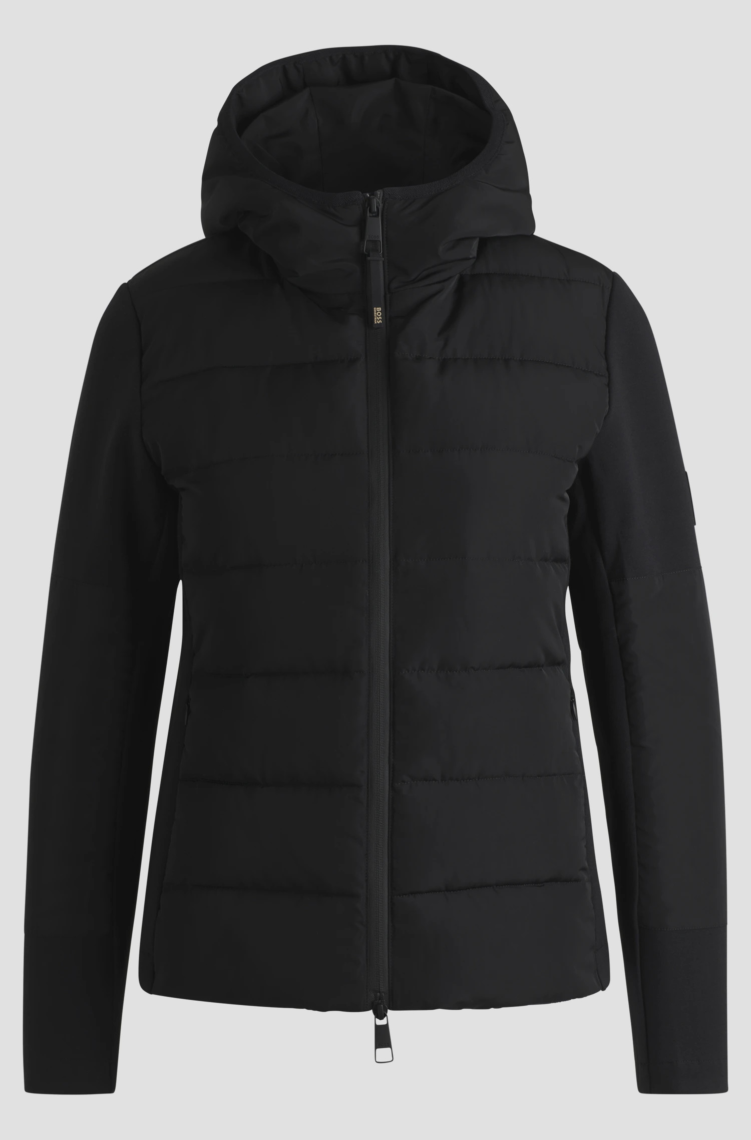 BOSS Equestrian Jessy Puffer Hybrid Jacket Black | Wind & Water Repellent | Shop Now BOSS Equestrian Jessy Puffer Hybrid Jacket Black | Wind & Water Repellent | Shop Now