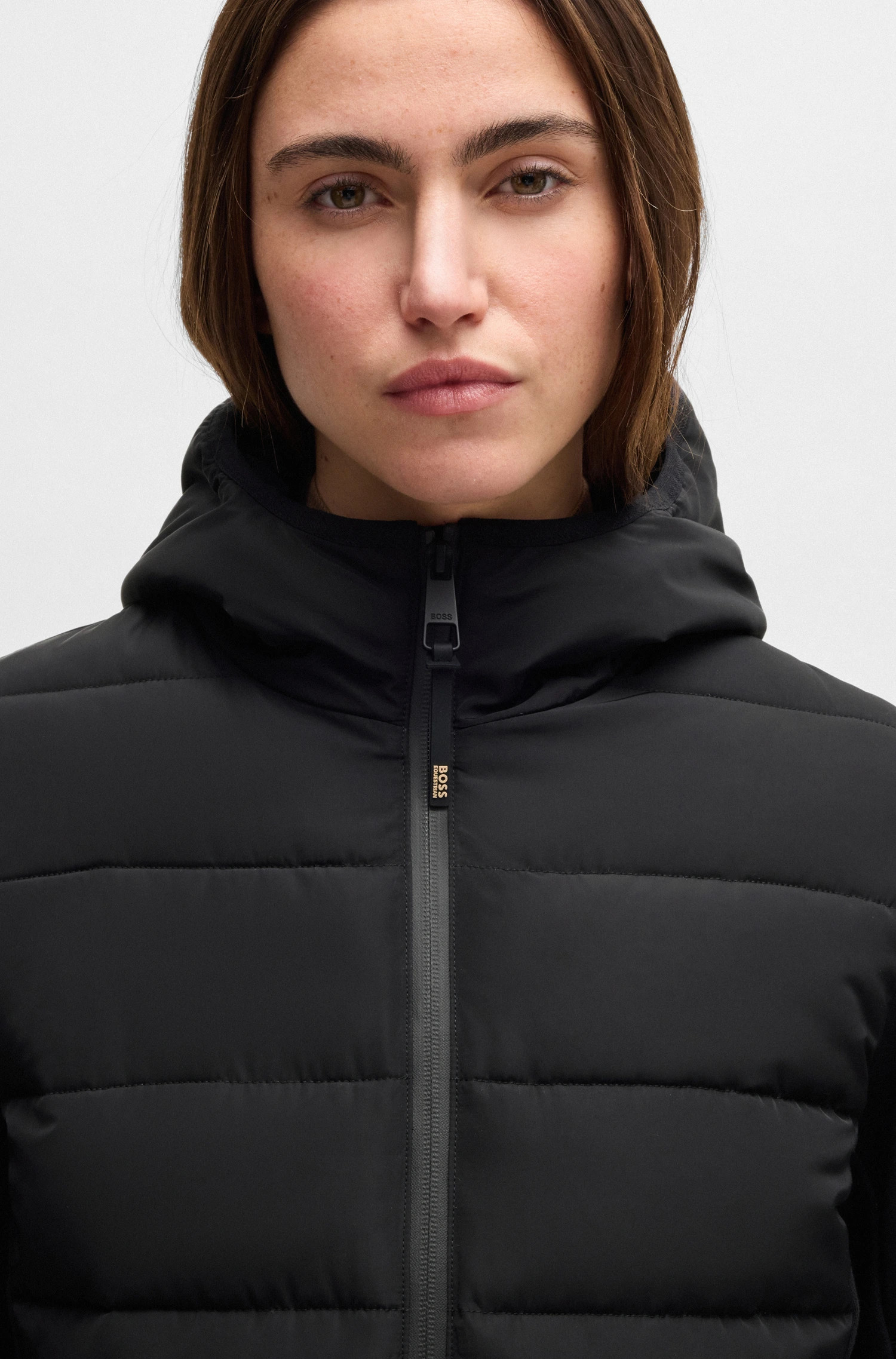 BOSS Equestrian Jessy Puffer Hybrid Jacket Black | Wind & Water Repellent | Shop Now BOSS Equestrian Jessy Puffer Hybrid Jacket Black | Wind & Water Repellent | Shop Now