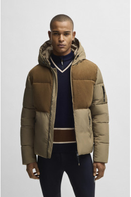 BOSS Equestrian Thomas Cord Men's Puffer Jacket | Camel