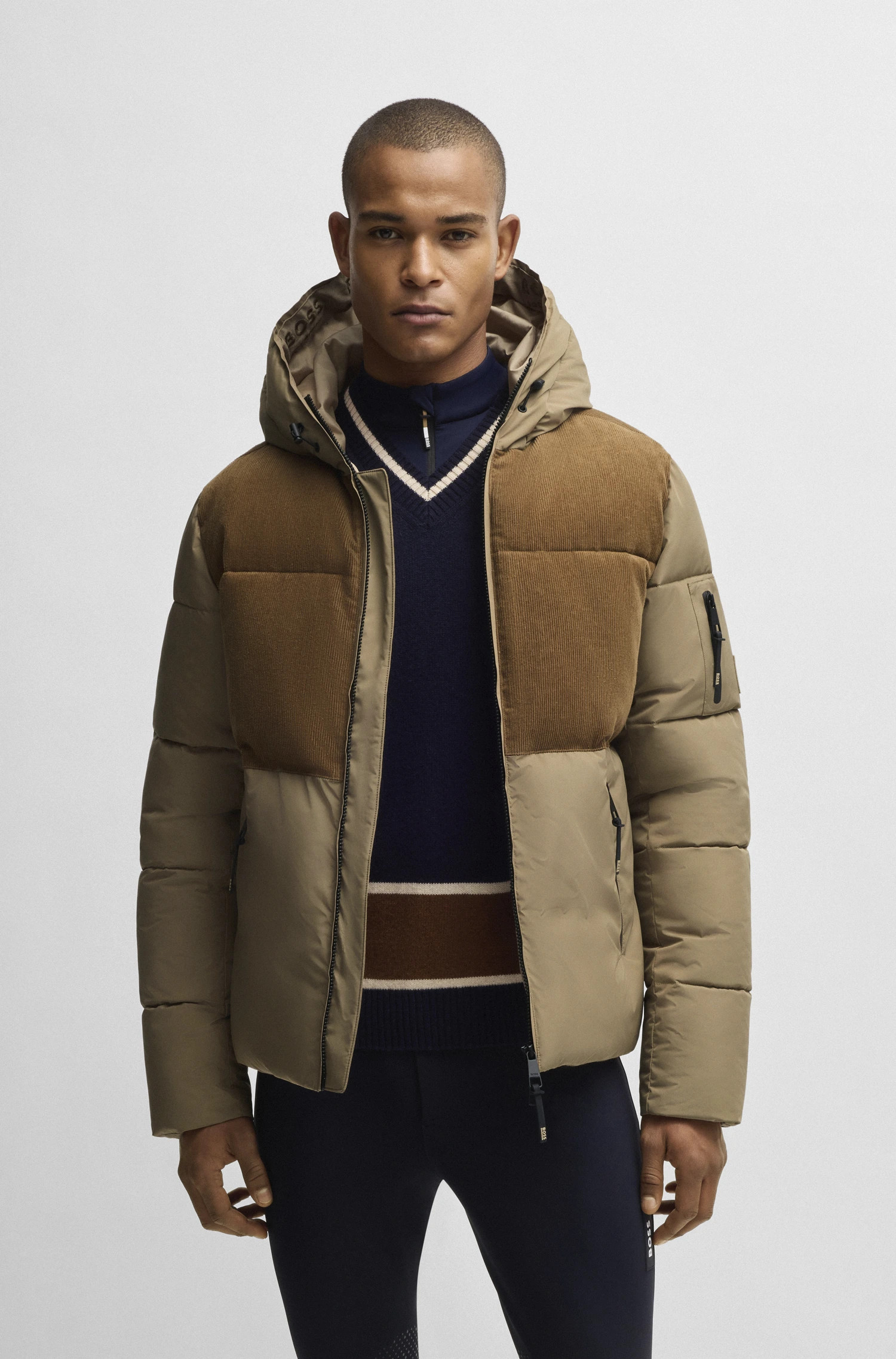 BOSS Equestrian Thomas Cord Mannen Puffer Jas | Camel BOSS Equestrian Thomas Cord Mannen Puffer Jas | Camel