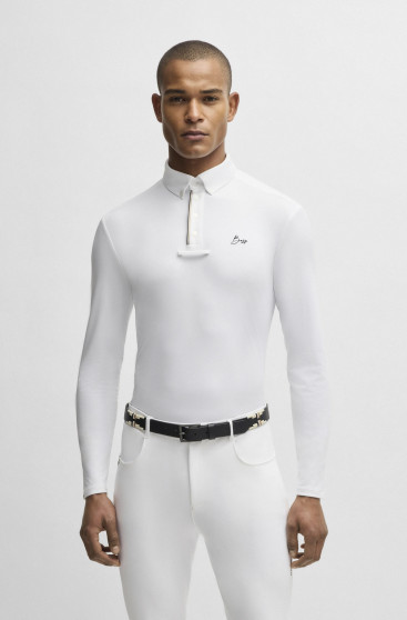 BOSS Equestrian Nick Mannen Wedstrijdshirt | Peached Wit BOSS Equestrian Nick Mannen Wedstrijdshirt | Peached Wit