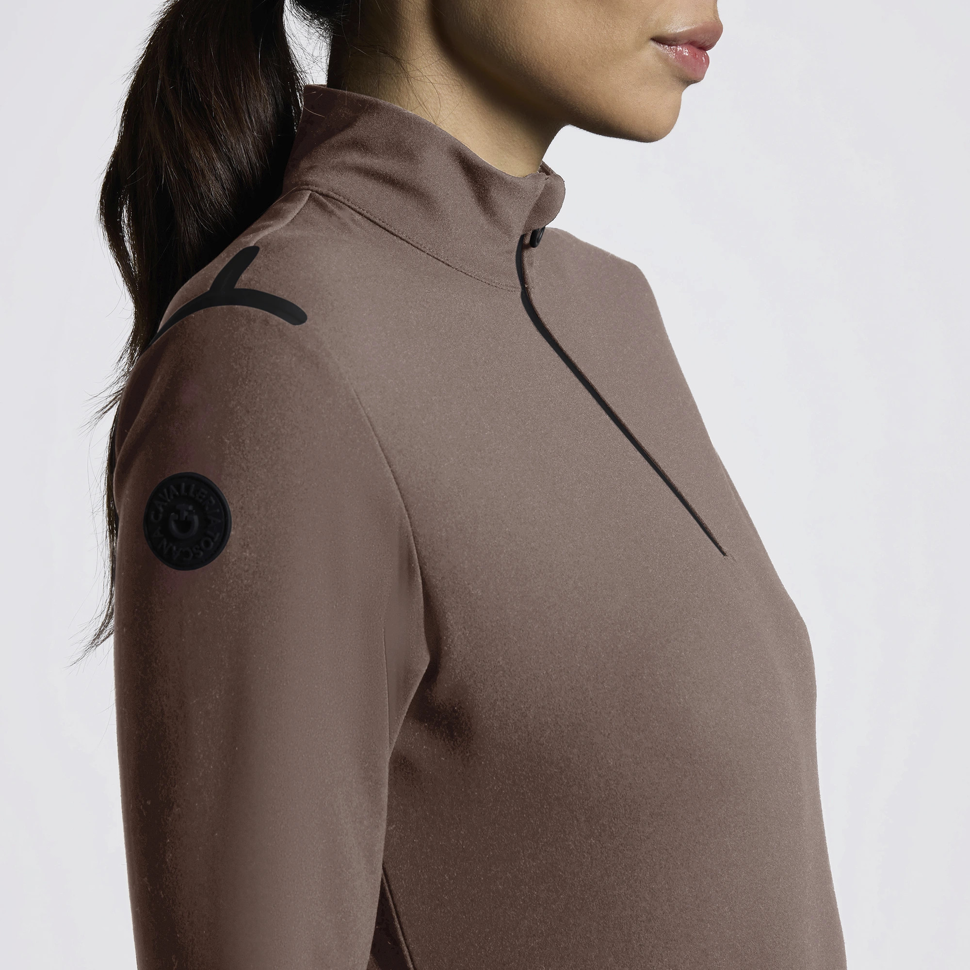 Jersey Fleece Half Zip Turtleneck – walnoot | Shop Cavalleria Toscana Jersey Fleece Half Zip Turtleneck – walnoot | Shop Cavalleria Toscana
