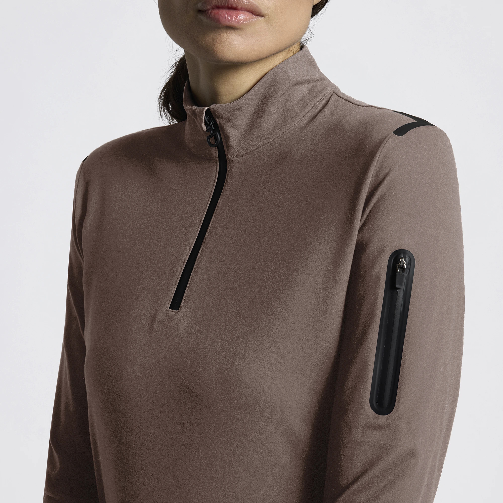 Jersey Fleece Half Zip Turtleneck – walnoot | Shop Cavalleria Toscana Jersey Fleece Half Zip Turtleneck – walnoot | Shop Cavalleria Toscana