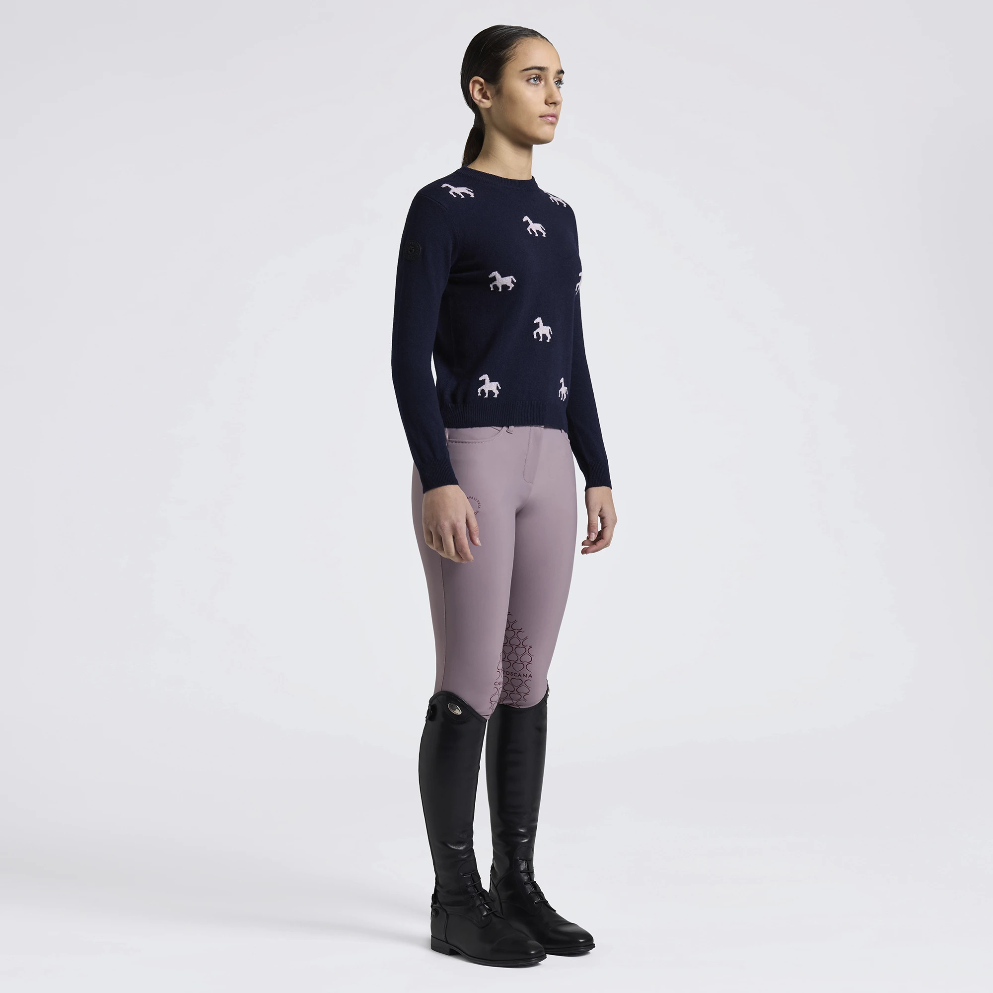 Cavalleria Toscana Meisjes Cashmere Blend Crew Neck Sweater | Navy Cavalleria Toscana Meisjes Cashmere Blend Crew Neck Sweater | Navy