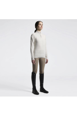 Cavalleria Toscana Dames Virgin Wool Turtleneck Sweater Half Zip | Cream
