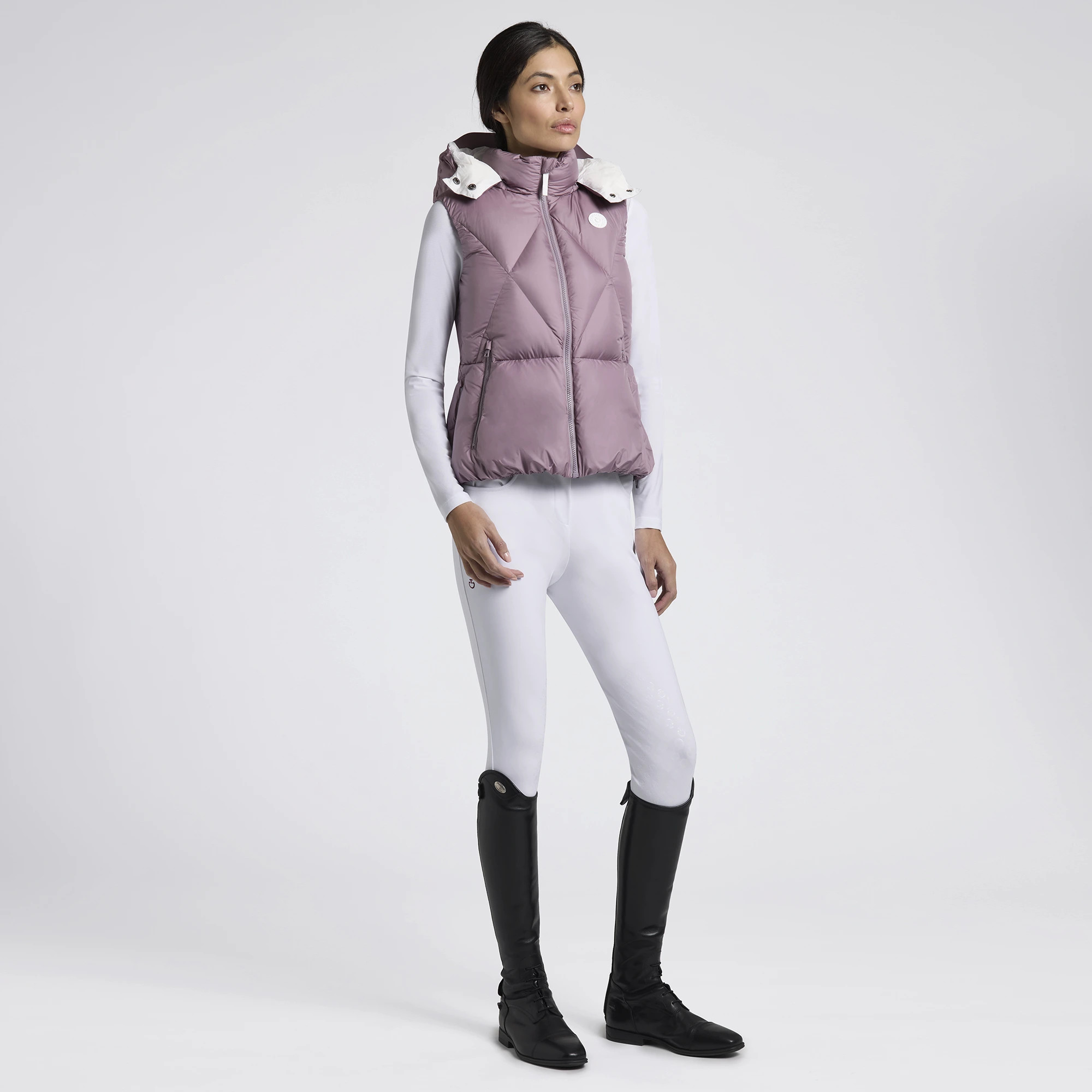 Cavalleria Toscana Dames Padded Nylon Hooded Bodywarmer | Grape Shake Cavalleria Toscana Dames Padded Nylon Hooded Bodywarmer | Grape Shake
