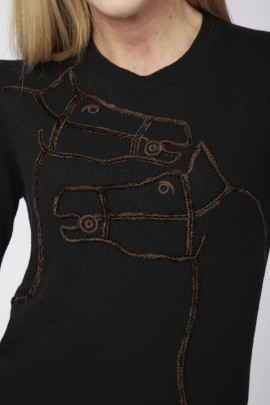 Vestrum Oulu knitwear sweater black – Luxury jumper with equestrian details Vestrum Oulu knitwear sweater black – Luxury jumper with equestrian details