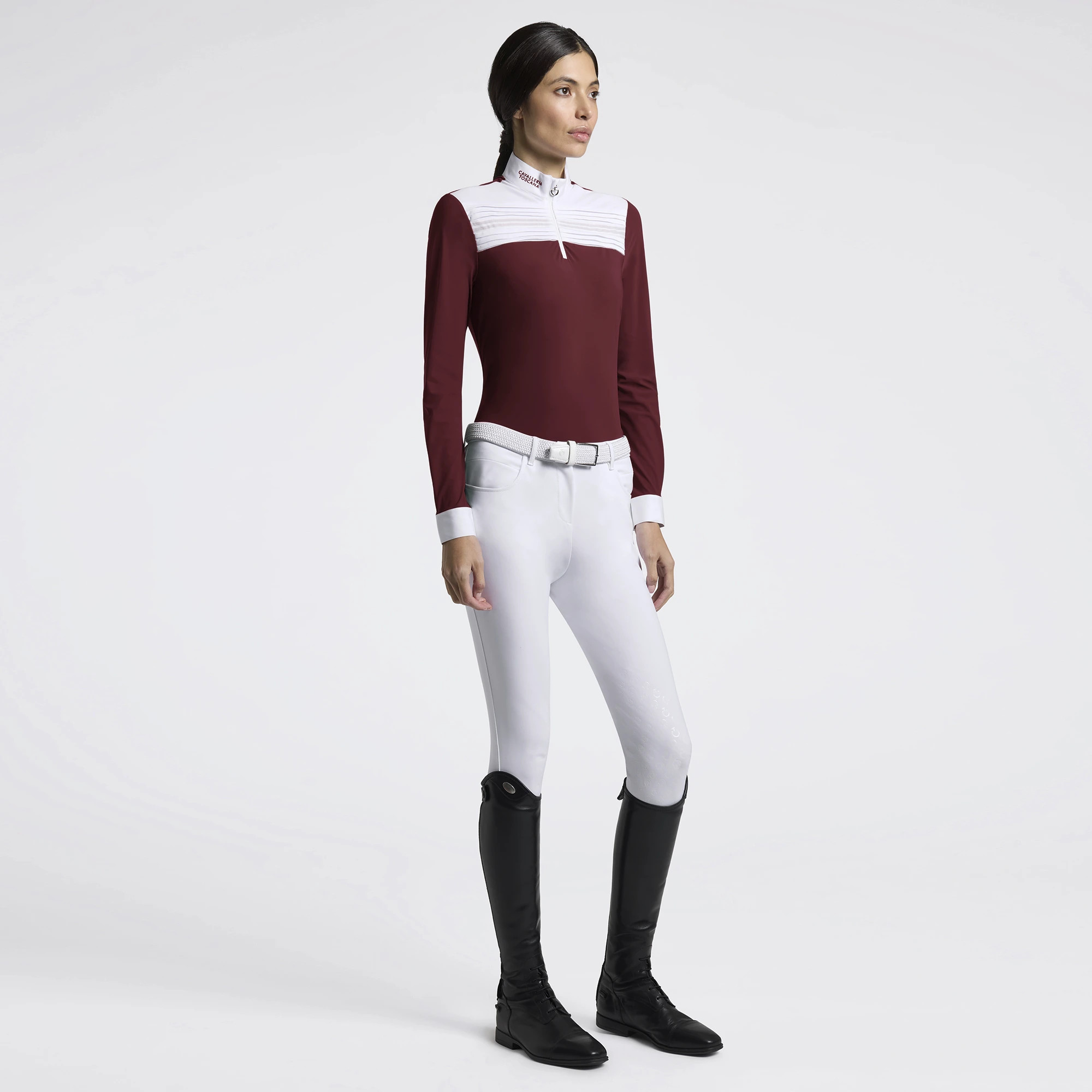 Cavalleria Toscana Women’s Competition Shirt Pleated Insert | Bordeaux Cavalleria Toscana Women’s Competition Shirt Pleated Insert | Bordeaux