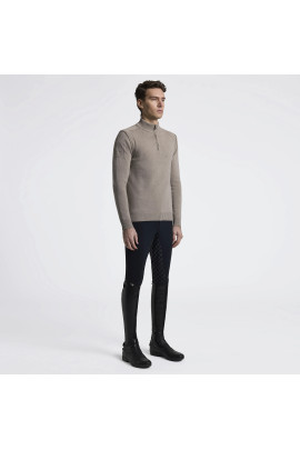 Cavalleria Toscana Mannen Pure Wool Half Zip Sweater | Walnut
