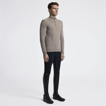Cavalleria Toscana Mannen Pure Wool Half Zip Sweater | Walnut Cavalleria Toscana Mannen Pure Wool Half Zip Sweater | Walnut