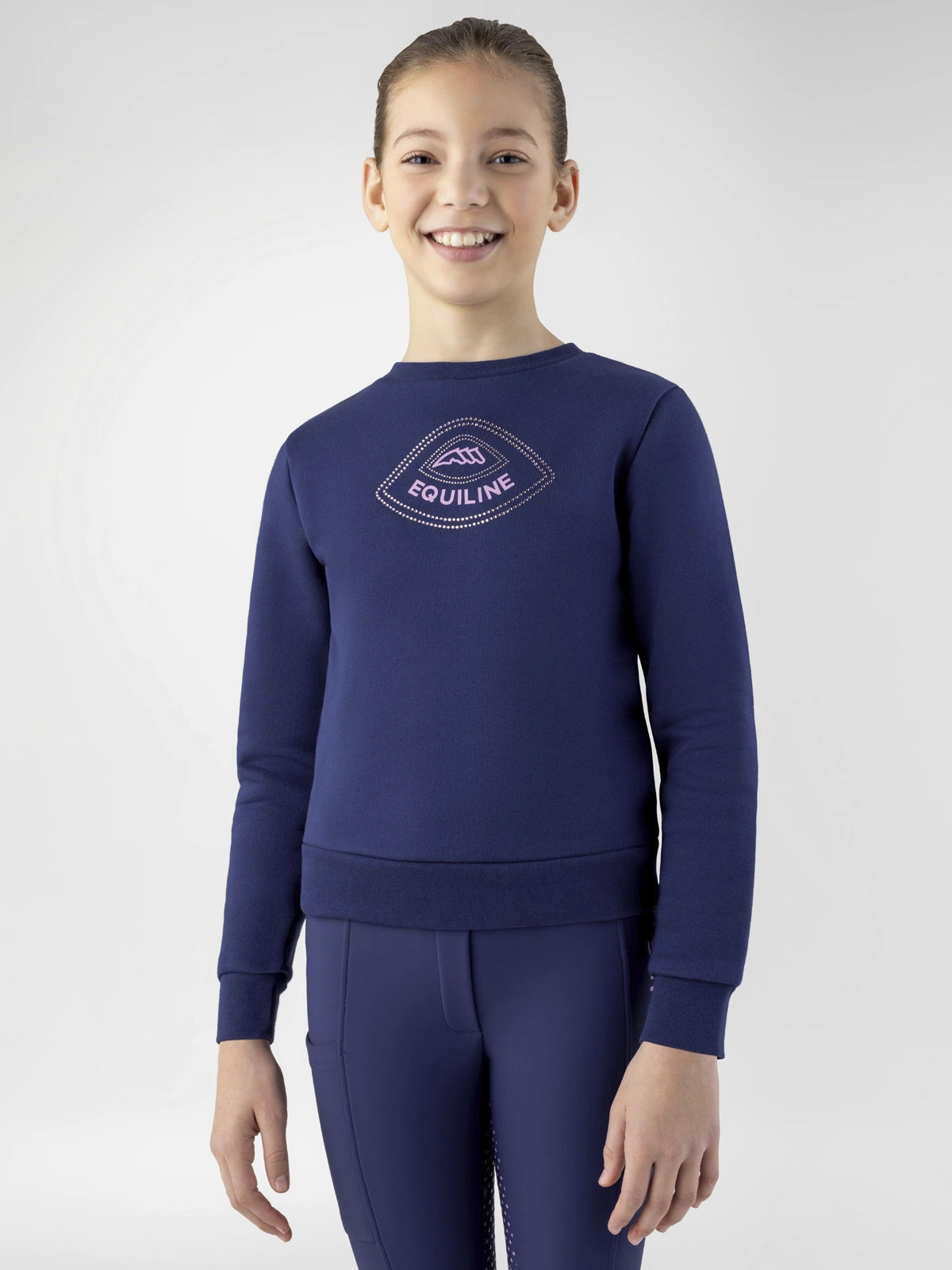 Equiline Cedril Girls Crew Neck Sweatshirt | Navy Peony Equiline Cedril Girls Crew Neck Sweatshirt | Navy Peony