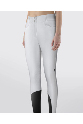 Equiline Adellekh Women's Riding Breeches Fleece Knee Grip High Waist | White