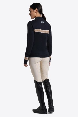RG Italy Wool Blend Half Zip Sweater | Donkerblauw met Beige Detail | Warme Wintertrui RG Italy Wool Blend Half Zip Sweater | Donkerblauw met Beige Detail | Warme Wintertrui