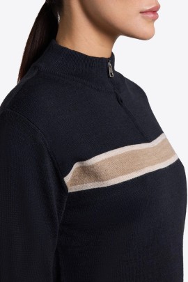 RG Italy Wool Blend Half Zip Sweater | Donkerblauw met Beige Detail | Warme Wintertrui RG Italy Wool Blend Half Zip Sweater | Donkerblauw met Beige Detail | Warme Wintertrui