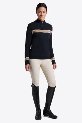 RG Italy Women's Sweater Half Zip Wool Blend | Navy
