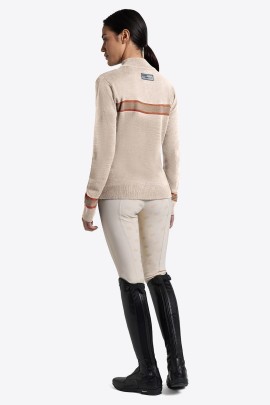RG Italy Wool Blend Half Zip Sweater | Beige met Oranje Detail | Warme Wintertrui RG Italy Wool Blend Half Zip Sweater | Beige met Oranje Detail | Warme Wintertrui
