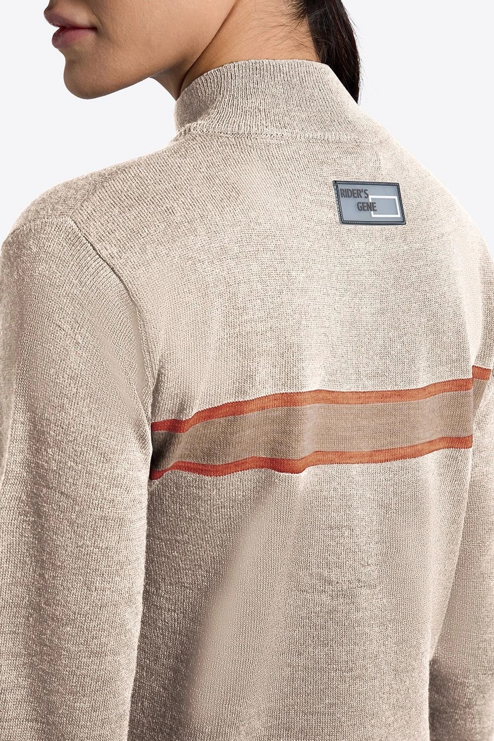 RG Italy Wool Blend Half Zip Sweater | Beige met Oranje Detail | Warme Wintertrui RG Italy Wool Blend Half Zip Sweater | Beige met Oranje Detail | Warme Wintertrui