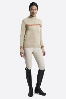 RG Italy Women's Sweater Half Zip Wool Blend | Beige