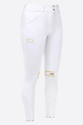 RG Italy Women's Riding Breeches High Waist Knee Grip | White