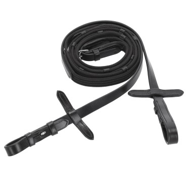 Schockemöhle Sports Web Reins Hook & Stud | Black Schockemöhle Sports Web Reins Hook & Stud | Black