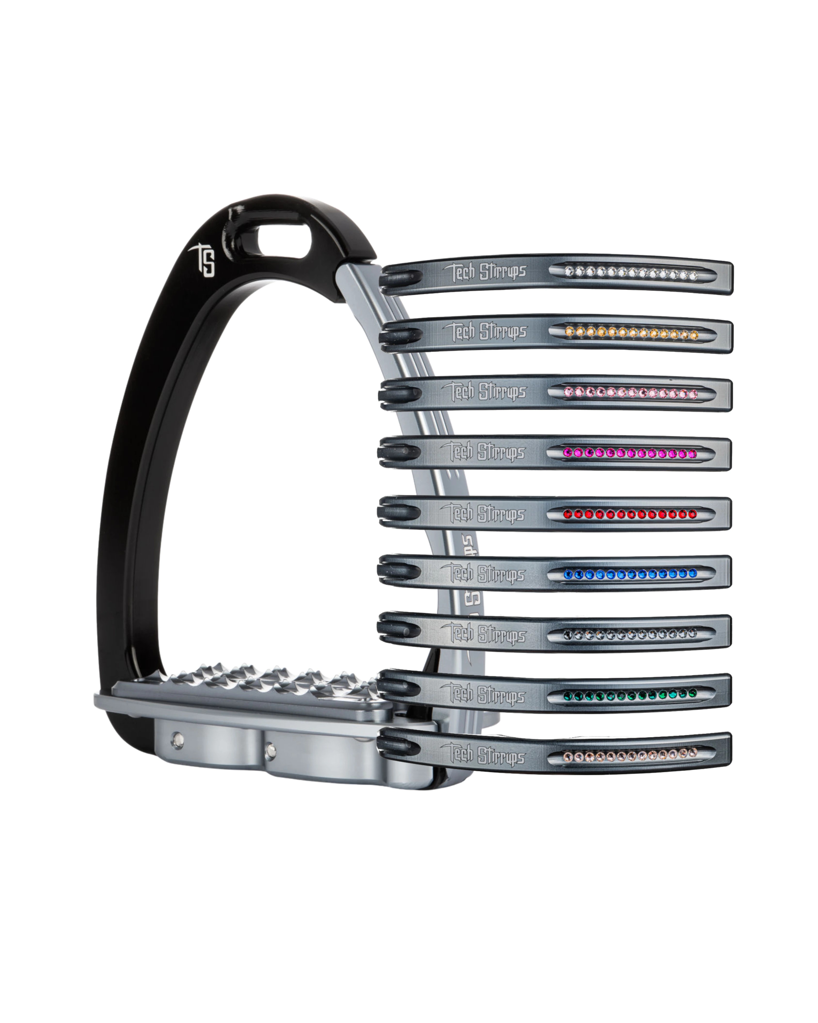Tech Stirrups Venice EVO Sloped Veiligheidsbeugels Swarovski | Black - Titanium Tech Stirrups Venice EVO Sloped Veiligheidsbeugels Swarovski | Black - Titanium