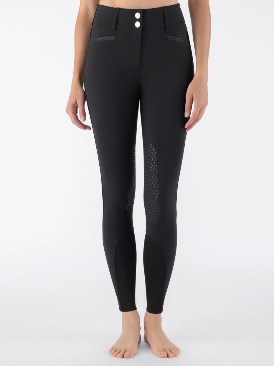 Equiline Crystalek Riding Breeches Knee Grip High Waist | Black Equiline Crystalek Riding Breeches Knee Grip High Waist | Black