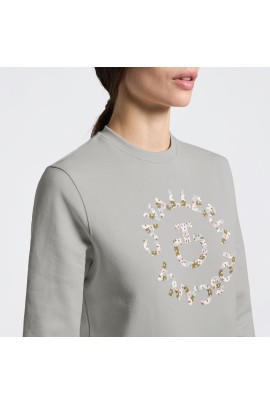 Cavalleria Toscana Floral Embroidery Crew Neck Dames Sweater | Belgian Block