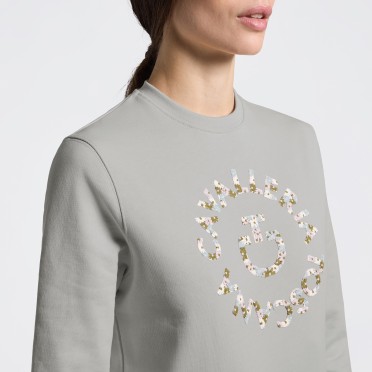 Cavalleria Toscana Floral Embroidery Crew Neck Women's Sweater | Belgian Block Cavalleria Toscana Floral Embroidery Crew Neck Women's Sweater | Belgian Block